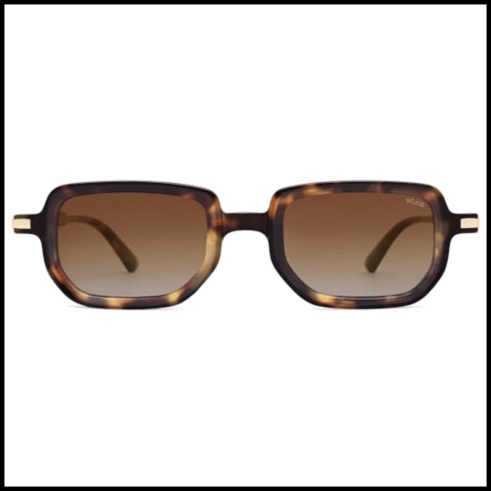 Retro Polarized Rectangular Hexagon Sunglasses, U… - image 3